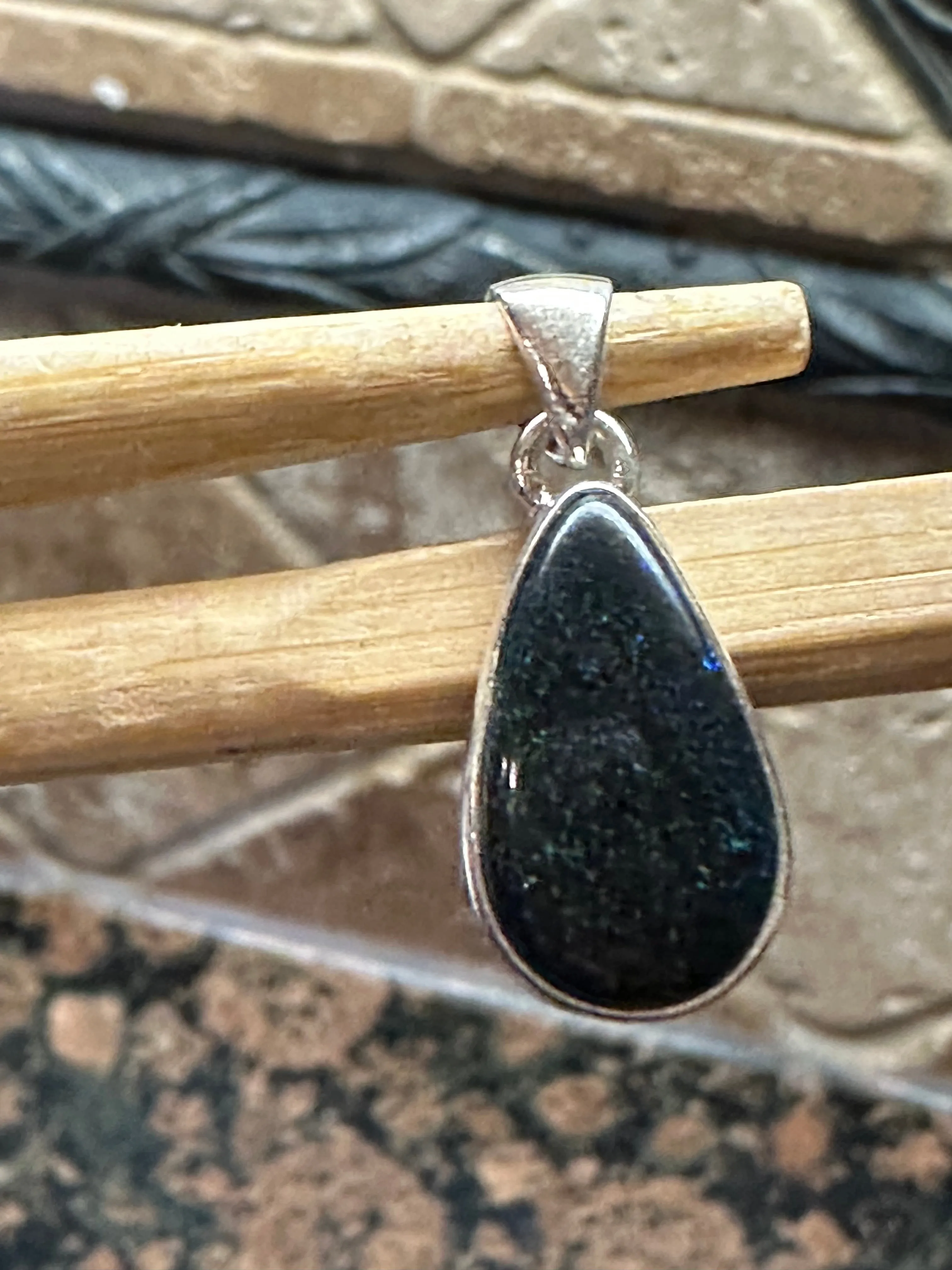 Natural basaltic matrix black opal 925 Solid Sterling Silver Men's Pendant 25mm