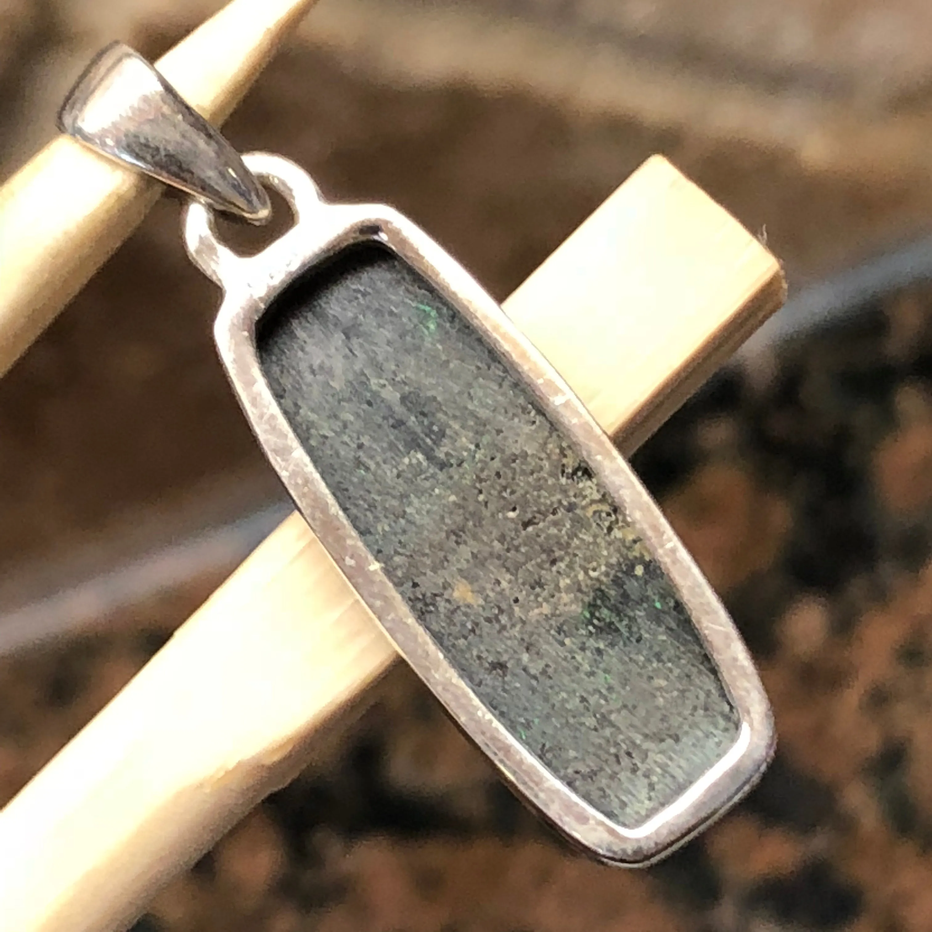 Natural basaltic matrix black opal 925 Solid Sterling Silver Men's Pendant 30mm