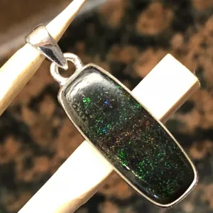 Natural basaltic matrix black opal 925 Solid Sterling Silver Men's Pendant 30mm
