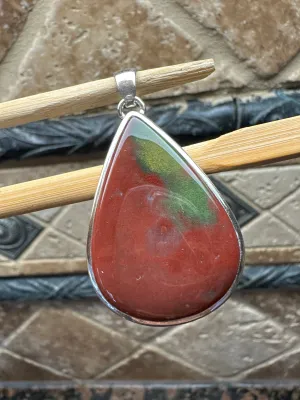 Natural Bloodstone 925 Solid Sterling Silver Pendant 45mm