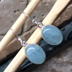 Natural Blue Aquamarine 925 Solid Sterling Silver Earrings 25mm