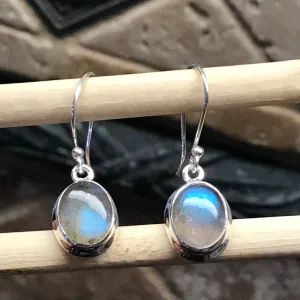 Natural Blue Labradorite 925 Sterling Silver Earrings 25mm