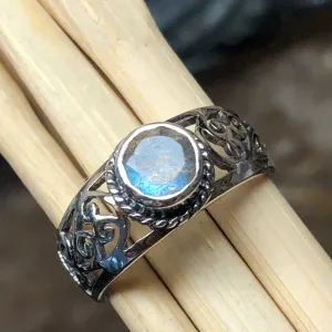 Natural Blue Labradorite 925 Sterling Silver Engagement Ring Size 6, 7, 8, 9