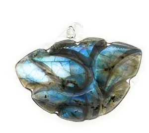Natural Blue Labradorite 925 Sterling Silver Pendant 30mm