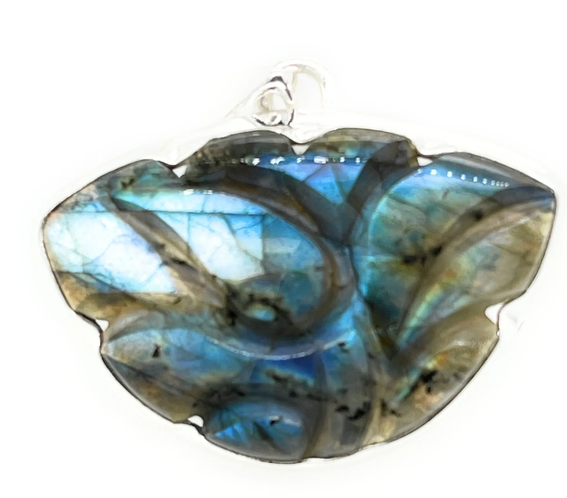 Natural Blue Labradorite 925 Sterling Silver Pendant 30mm