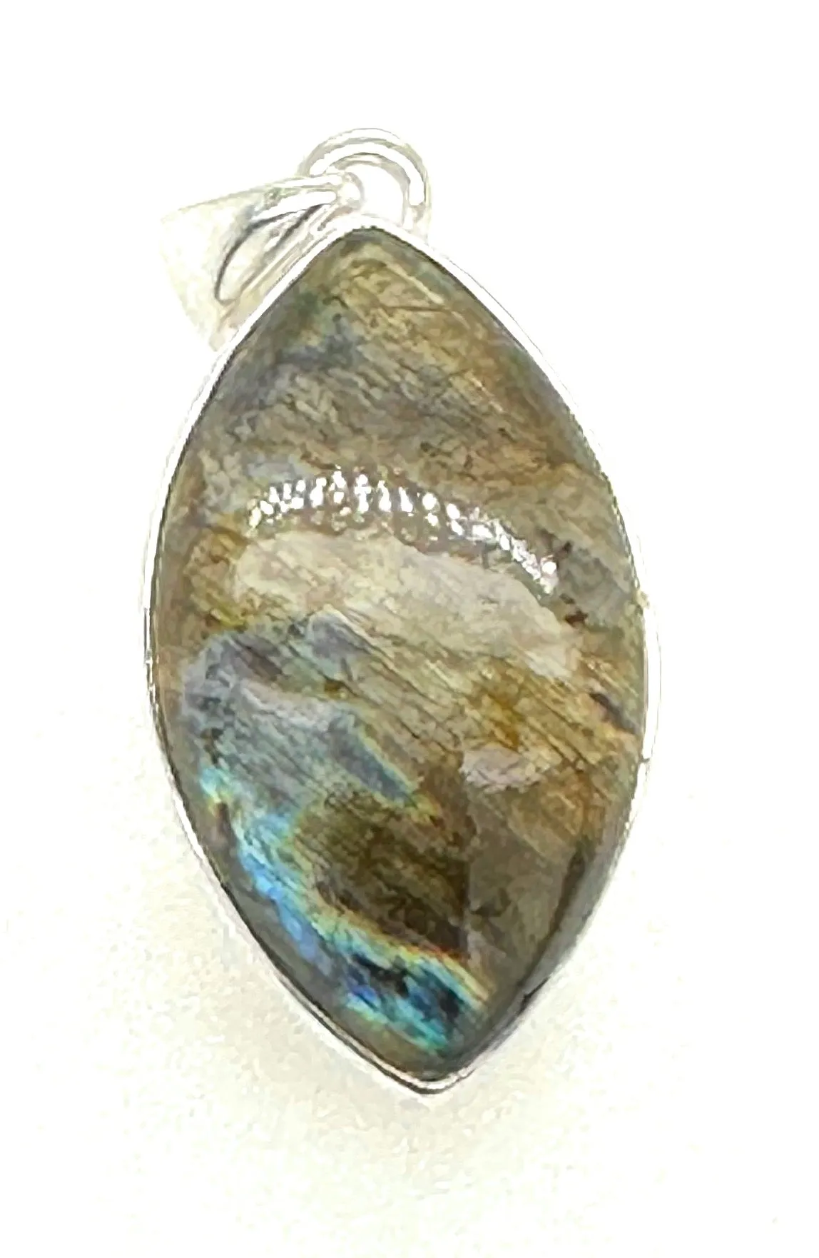 Natural Blue Labradorite 925 Sterling Silver Pendant 35mm