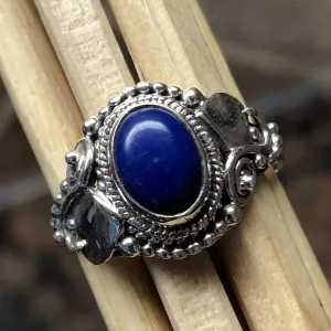 Natural Blue Lapis Lazuli 925 Solid Sterling Silver Engagement Ring Size 6, 7, 8, 9
