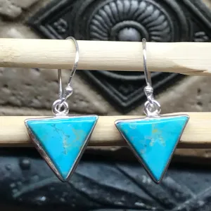 Natural Blue Mohave Turquoise 925 Solid Sterling Silver Earrings 25mm