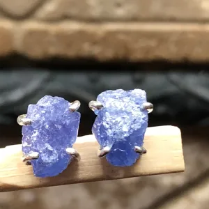 Natural Blue Tanzanite 925 Solid Sterling Silver Earrings 10mm