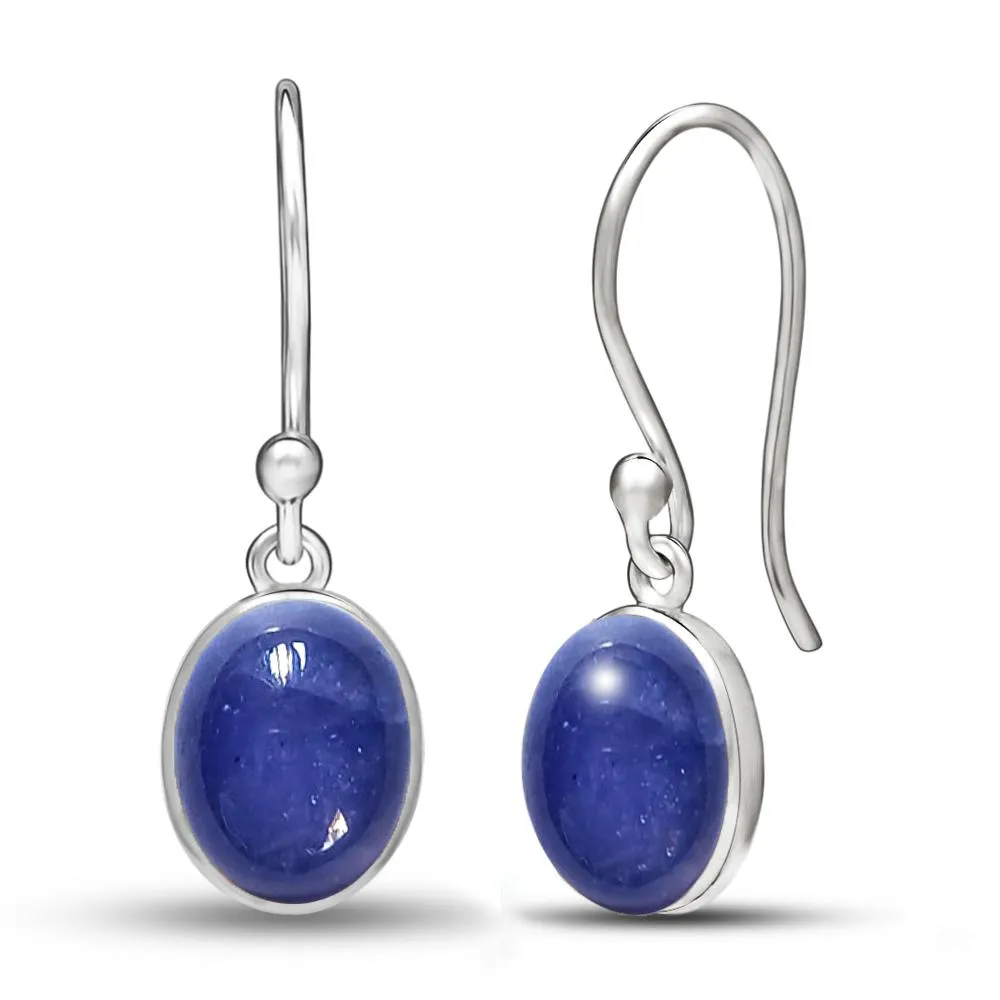 Natural Blue Tanzanite 925 Solid Sterling Silver Earrings 20mm