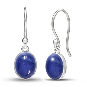 Natural Blue Tanzanite 925 Solid Sterling Silver Earrings 20mm