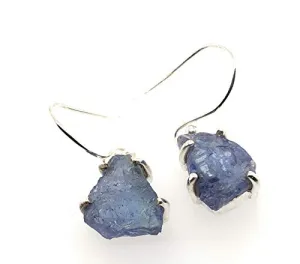 Natural Blue Tanzanite 925 Solid Sterling Silver Earrings 25mm