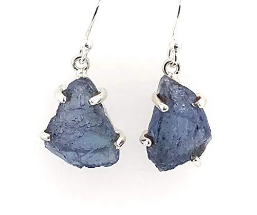 Natural Blue Tanzanite 925 Solid Sterling Silver Earrings 25mm