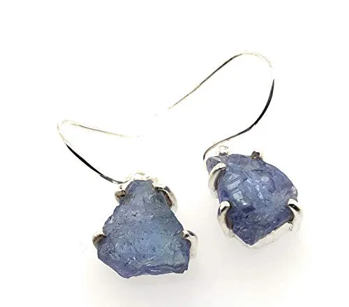 Natural Blue Tanzanite 925 Solid Sterling Silver Earrings 25mm