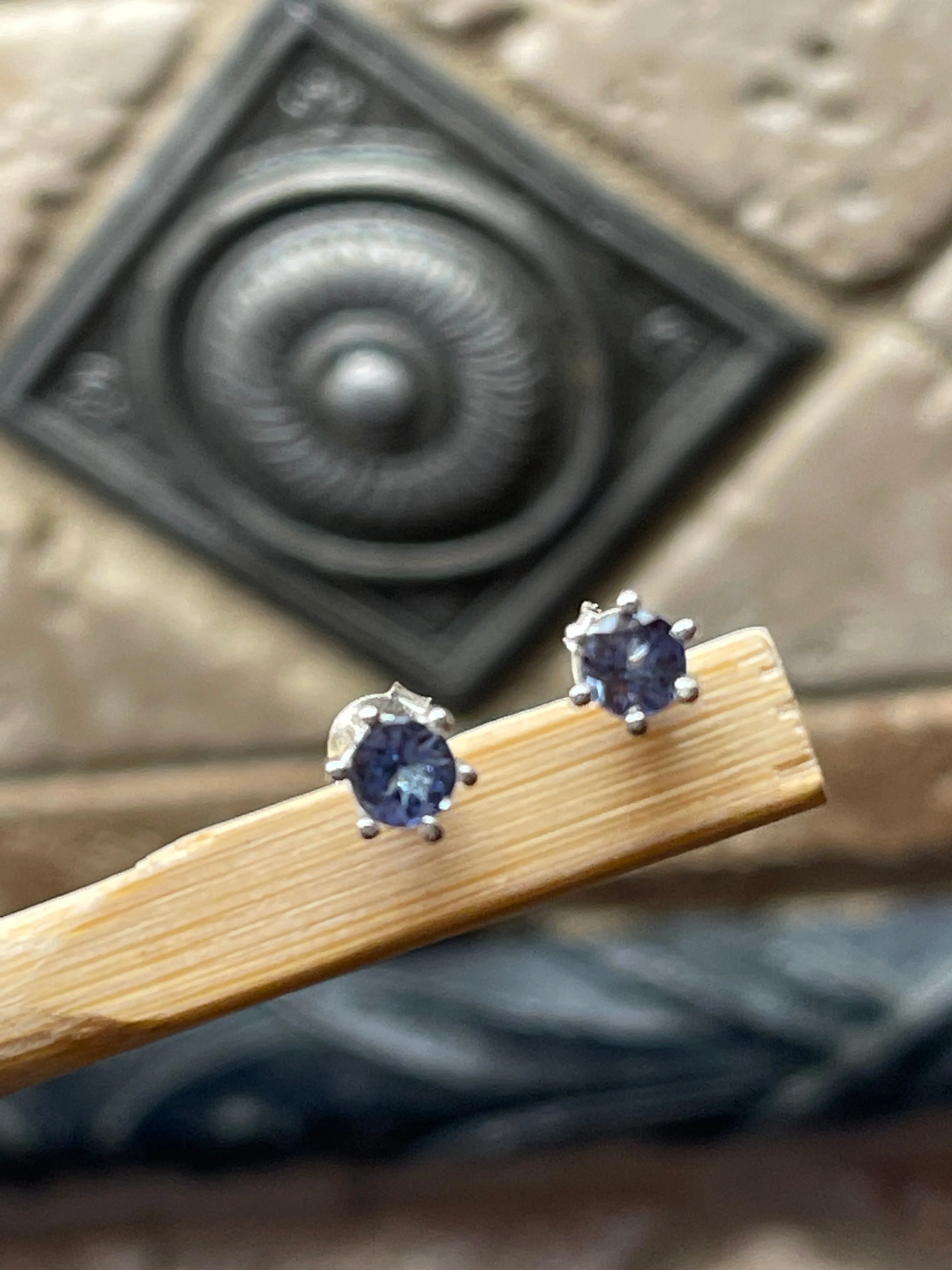 Natural Blue Tanzanite 925 Solid Sterling Silver Earrings 5mm