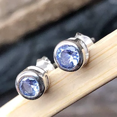 Natural Blue Tanzanite 925 Solid Sterling Silver Earrings 5mm