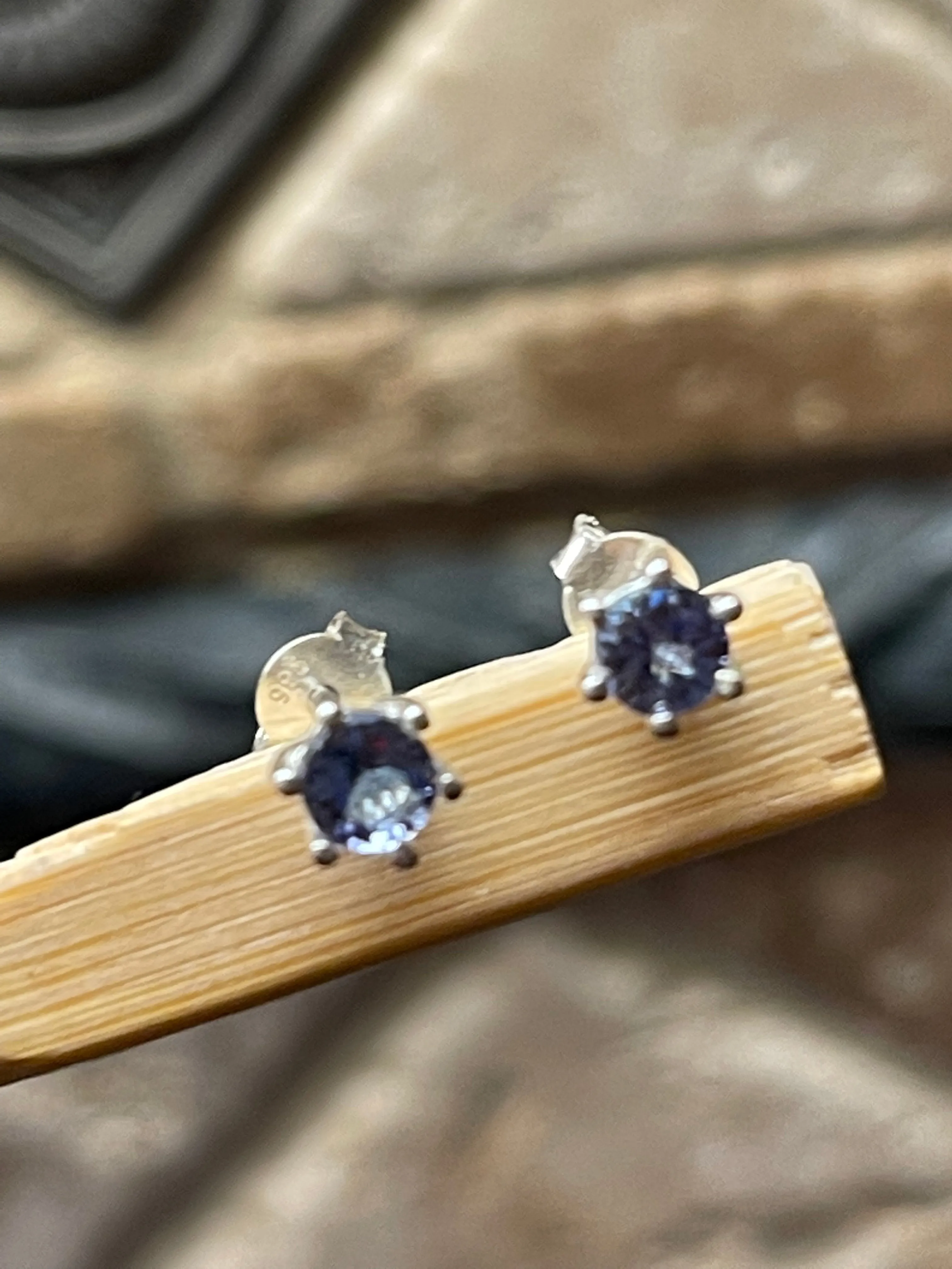 Natural Blue Tanzanite 925 Solid Sterling Silver Earrings 5mm