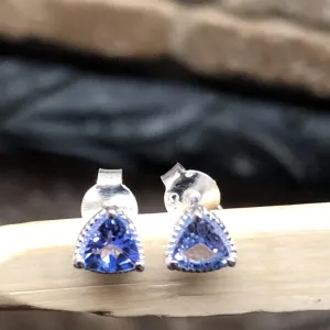 Natural Blue Tanzanite 925 Solid Sterling Silver Earrings 5mm
