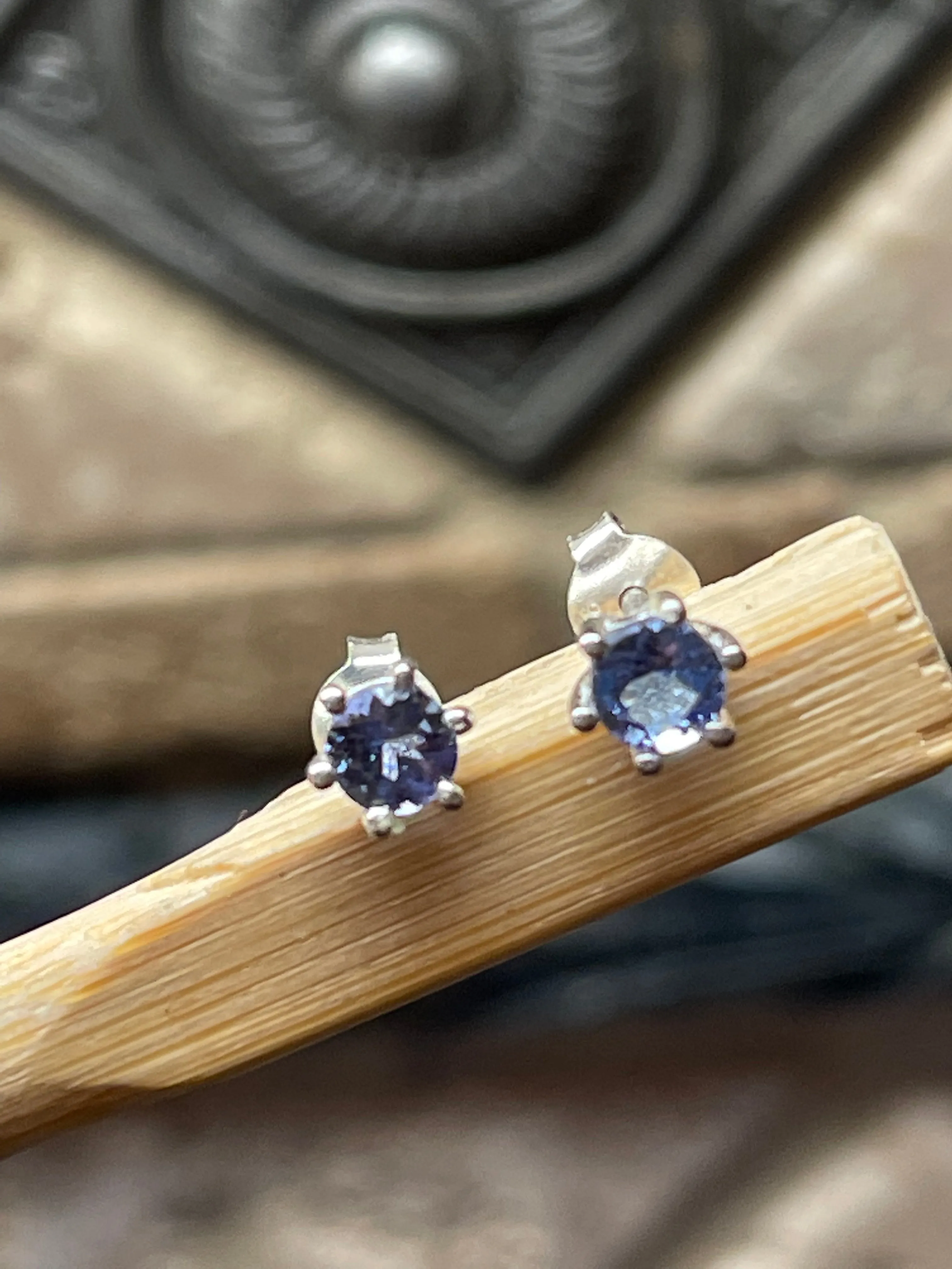 Natural Blue Tanzanite 925 Solid Sterling Silver Earrings 5mm