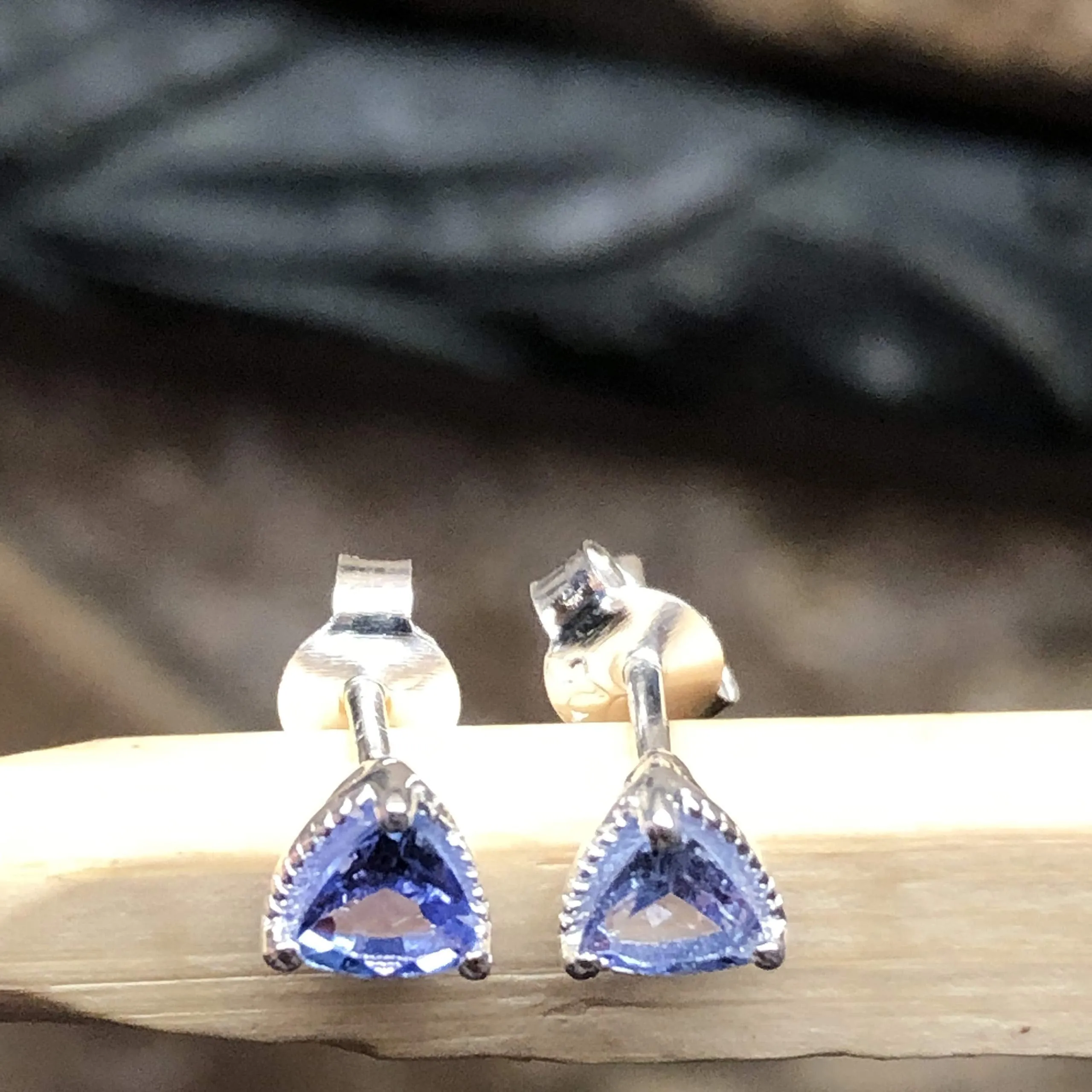 Natural Blue Tanzanite 925 Solid Sterling Silver Earrings 5mm