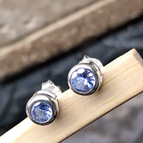 Natural Blue Tanzanite 925 Solid Sterling Silver Earrings 5mm