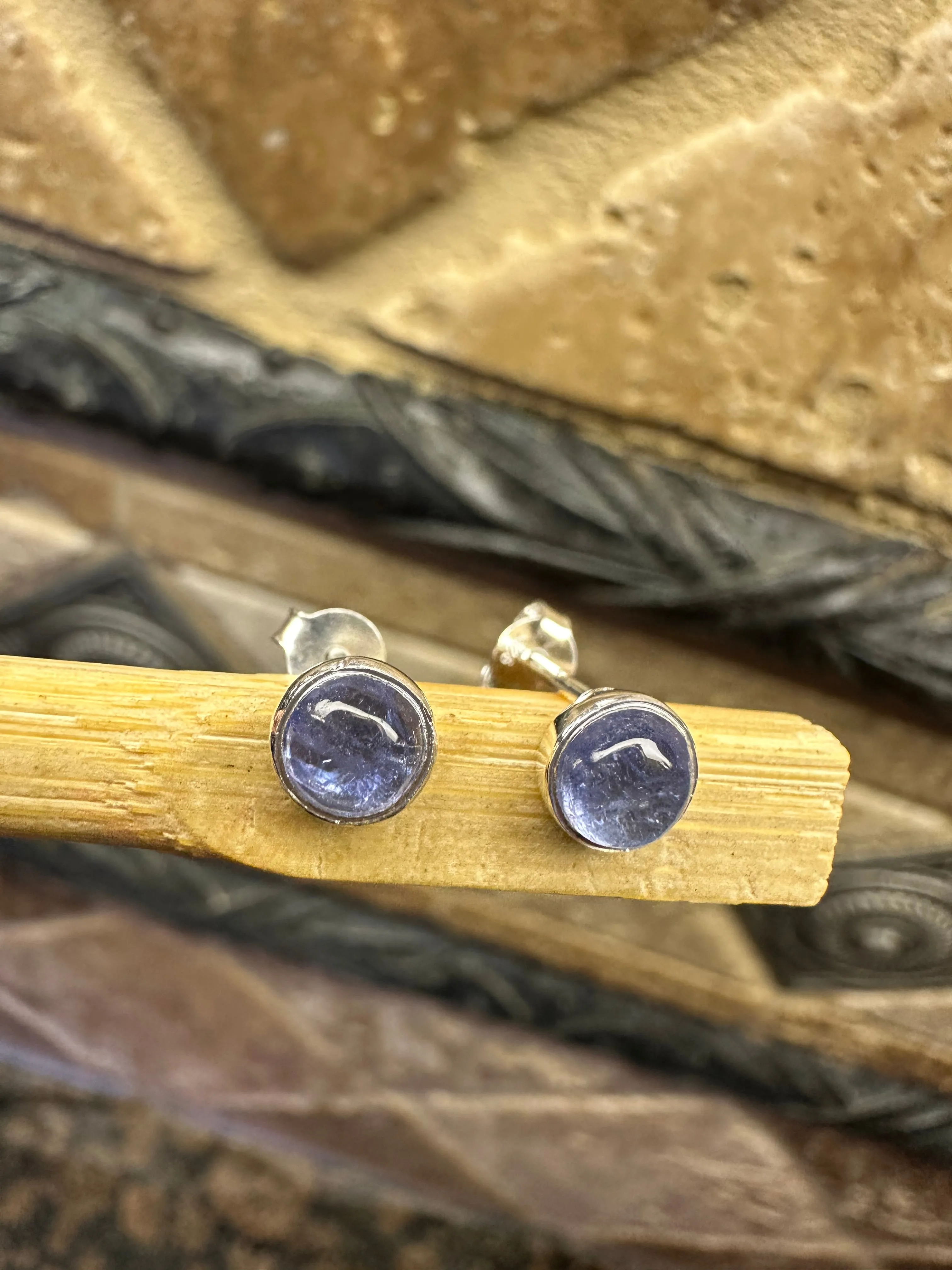Natural Blue Tanzanite 925 Solid Sterling Silver Earrings 5mm