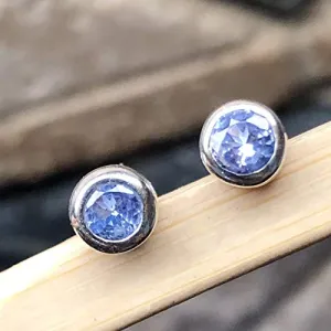 Natural Blue Tanzanite 925 Solid Sterling Silver Earrings 5mm