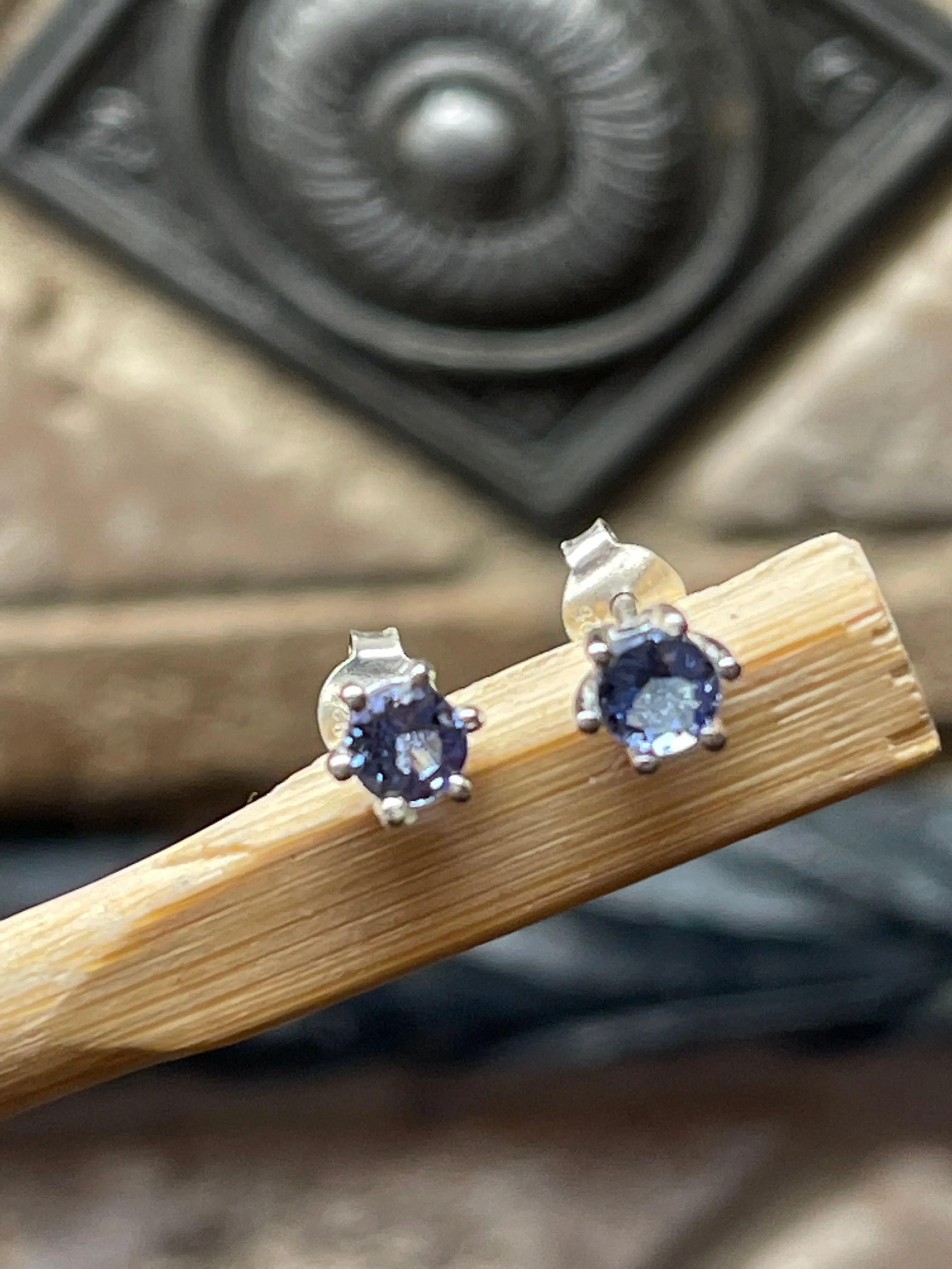 Natural Blue Tanzanite 925 Solid Sterling Silver Earrings 5mm