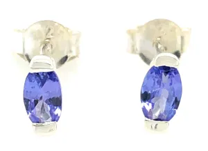 Natural Blue Tanzanite 925 Solid Sterling Silver Earrings 7mm
