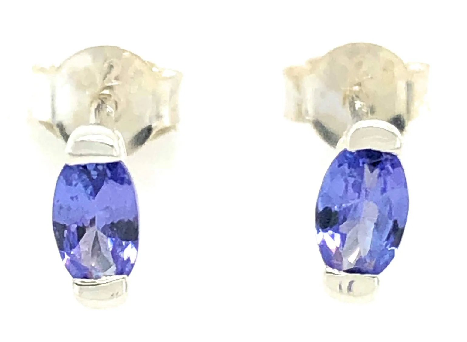 Natural Blue Tanzanite 925 Solid Sterling Silver Earrings 7mm
