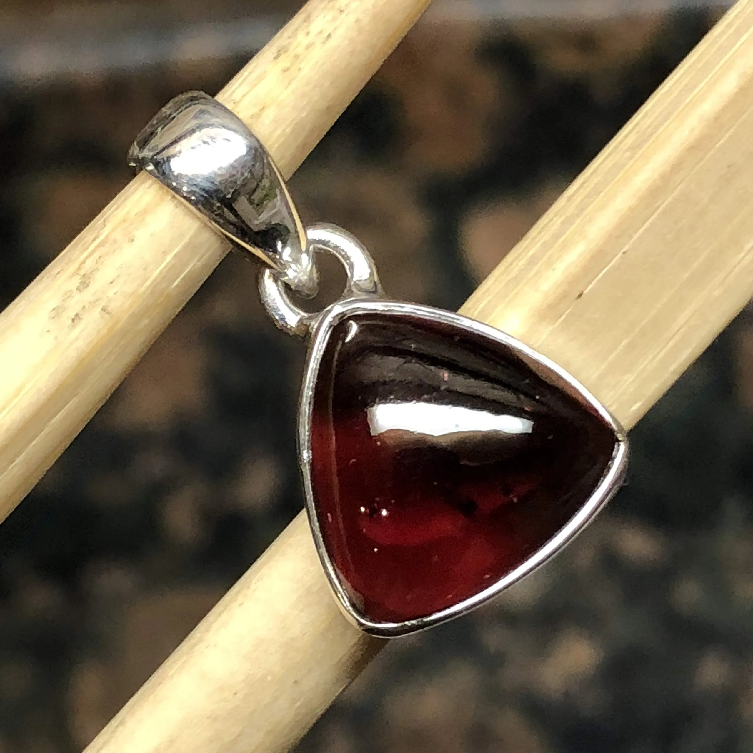 Natural Cabochan Garnet 925 Solid Sterling Silver Pendant 20mm