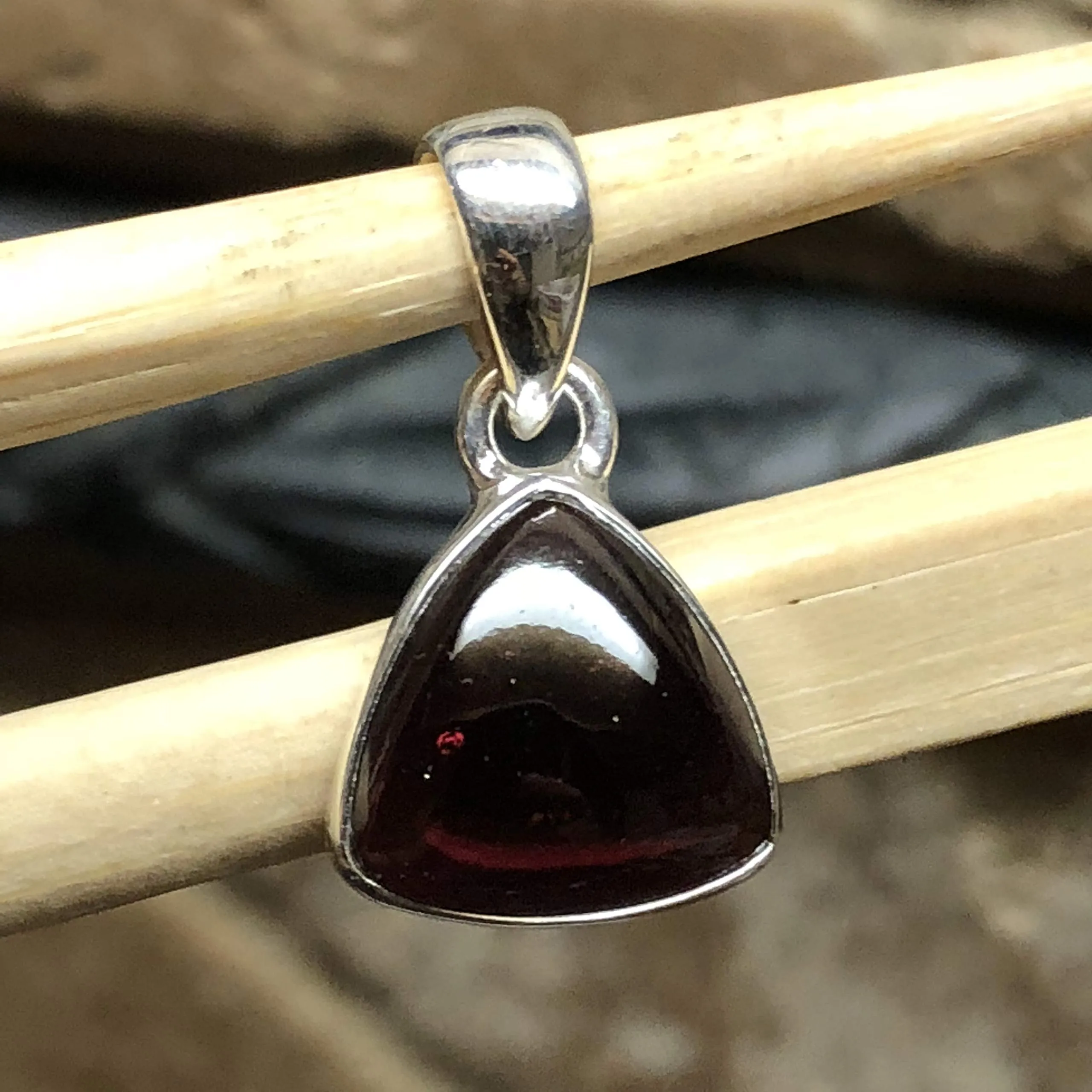 Natural Cabochan Garnet 925 Solid Sterling Silver Pendant 20mm