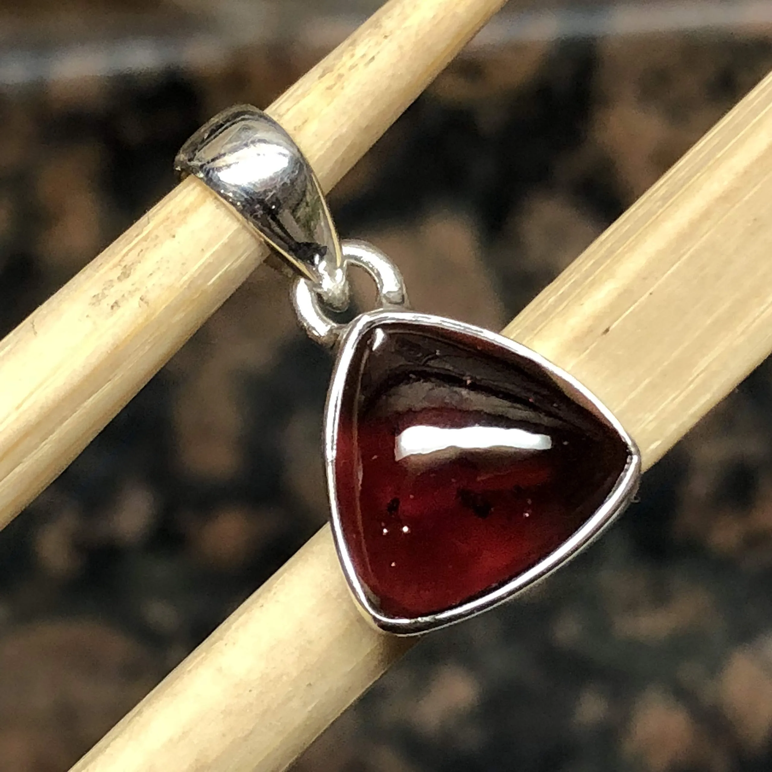 Natural Cabochan Garnet 925 Solid Sterling Silver Pendant 20mm