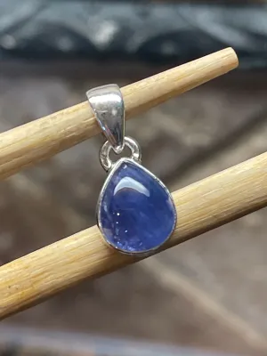 Natural Cabochan Tanzanite 925 Solid Sterling Silver Pendant 18mm