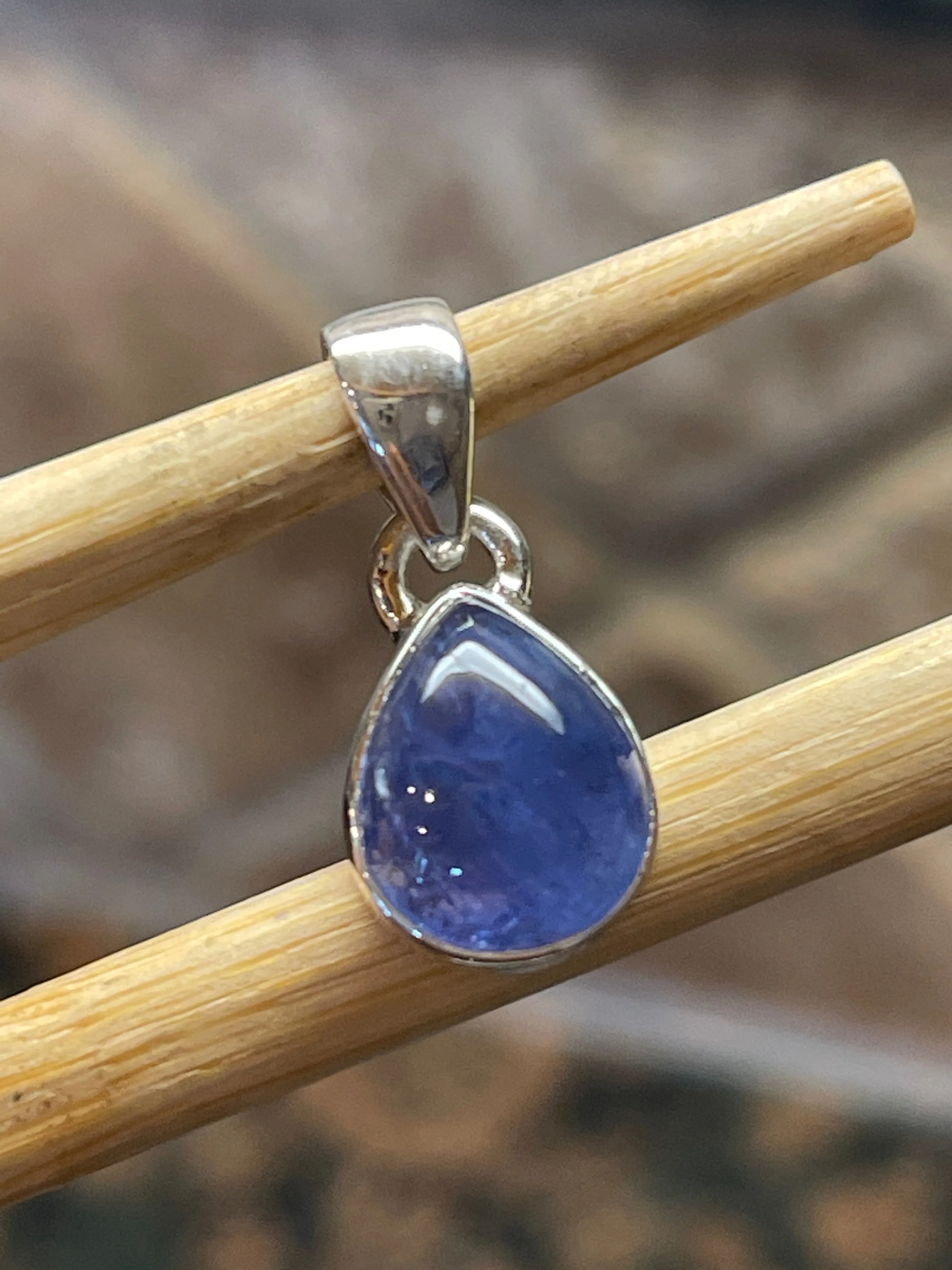 Natural Cabochan Tanzanite 925 Solid Sterling Silver Pendant 18mm