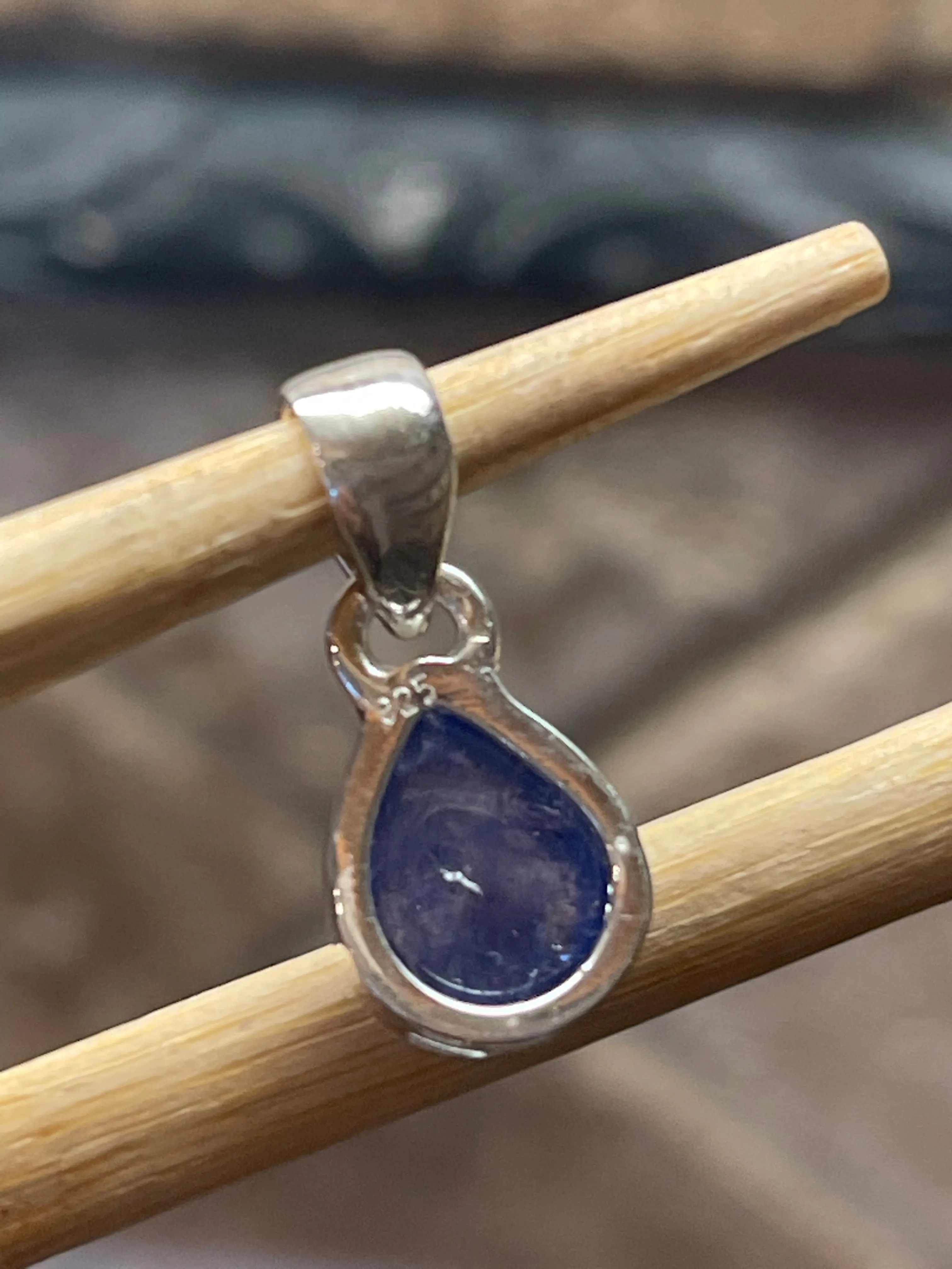 Natural Cabochan Tanzanite 925 Solid Sterling Silver Pendant 18mm