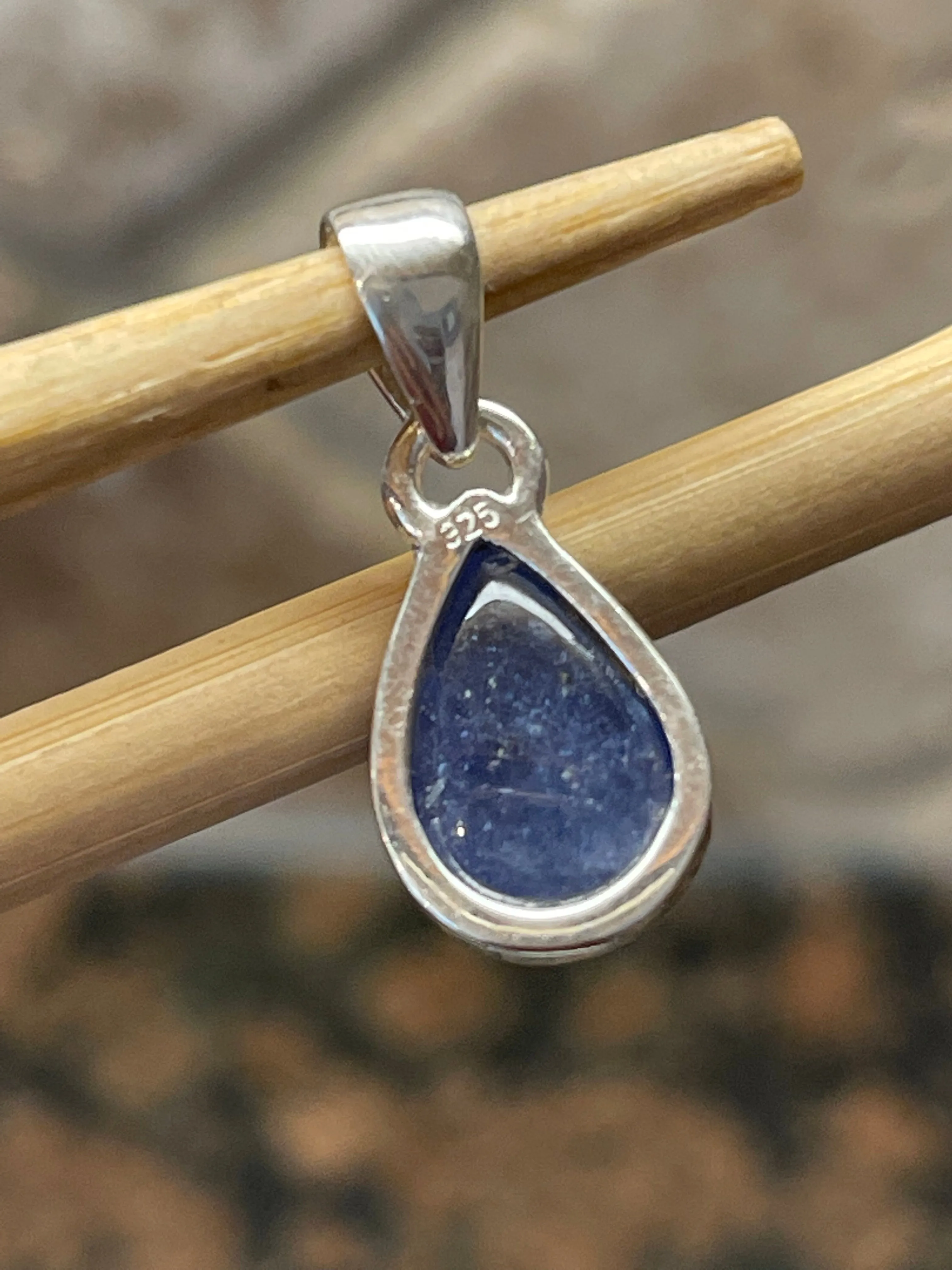 Natural Cabochan Tanzanite 925 Solid Sterling Silver Pendant 22mm
