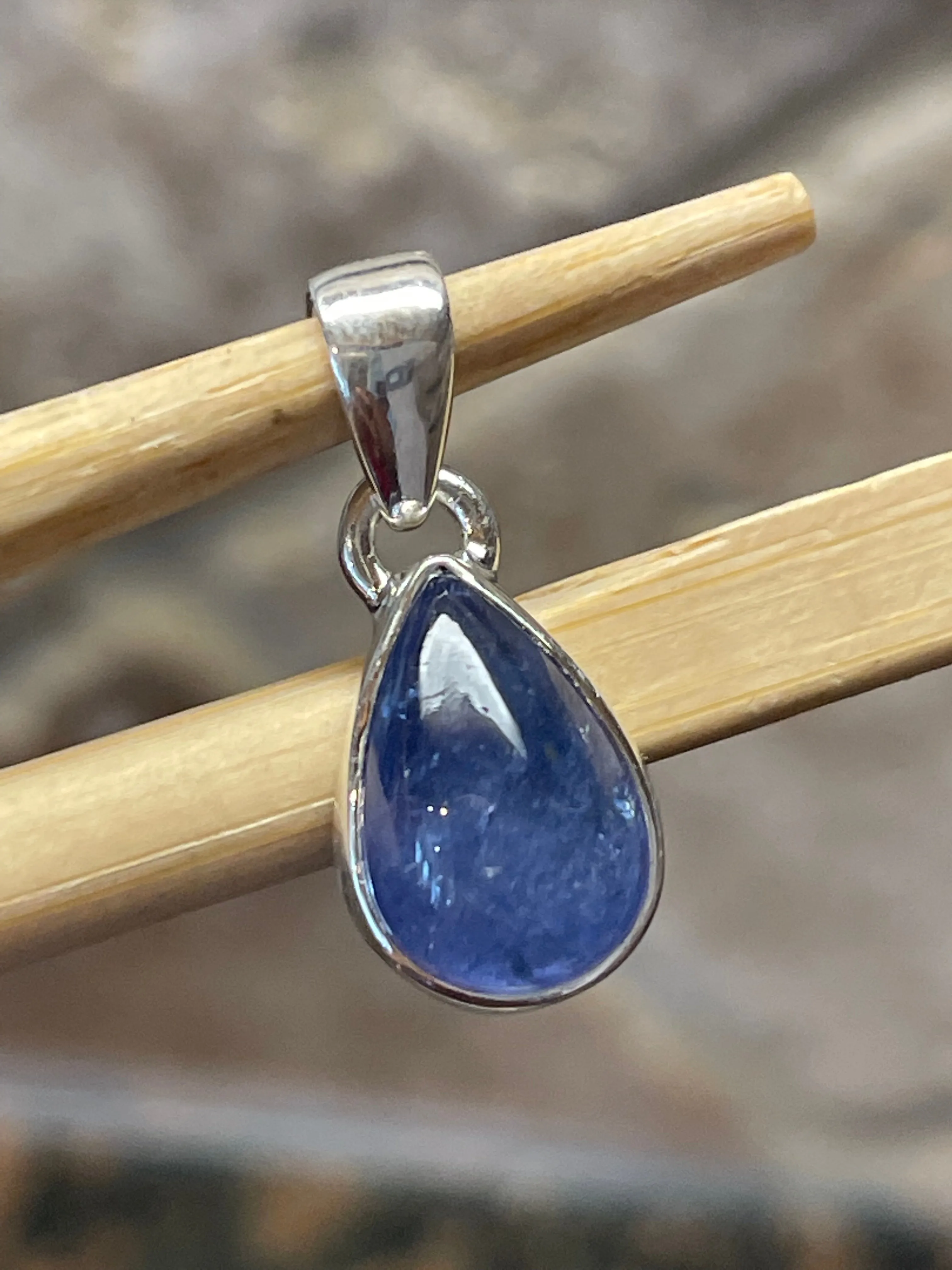 Natural Cabochan Tanzanite 925 Solid Sterling Silver Pendant 22mm