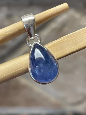 Natural Cabochan Tanzanite 925 Solid Sterling Silver Pendant 22mm