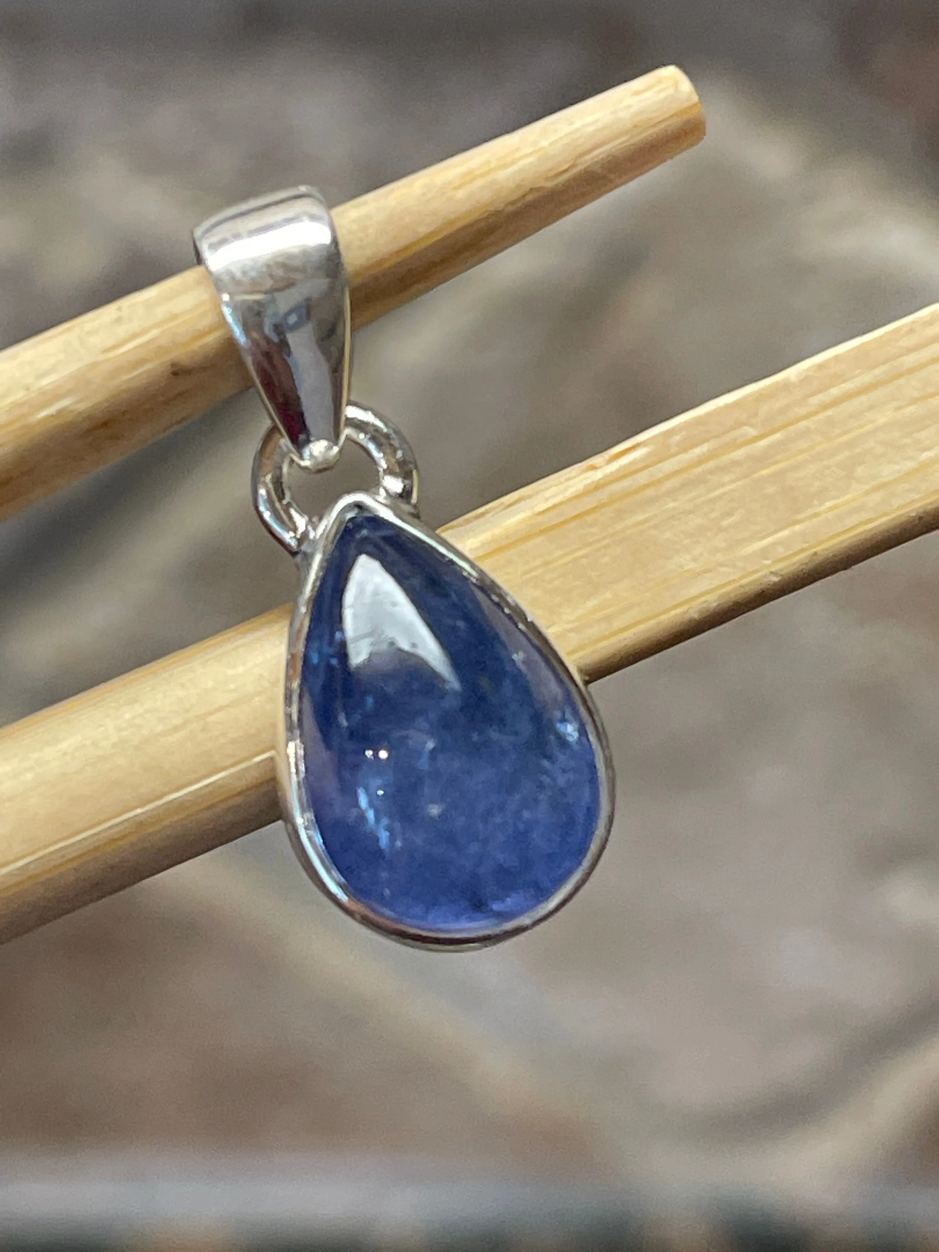 Natural Cabochan Tanzanite 925 Solid Sterling Silver Pendant 22mm