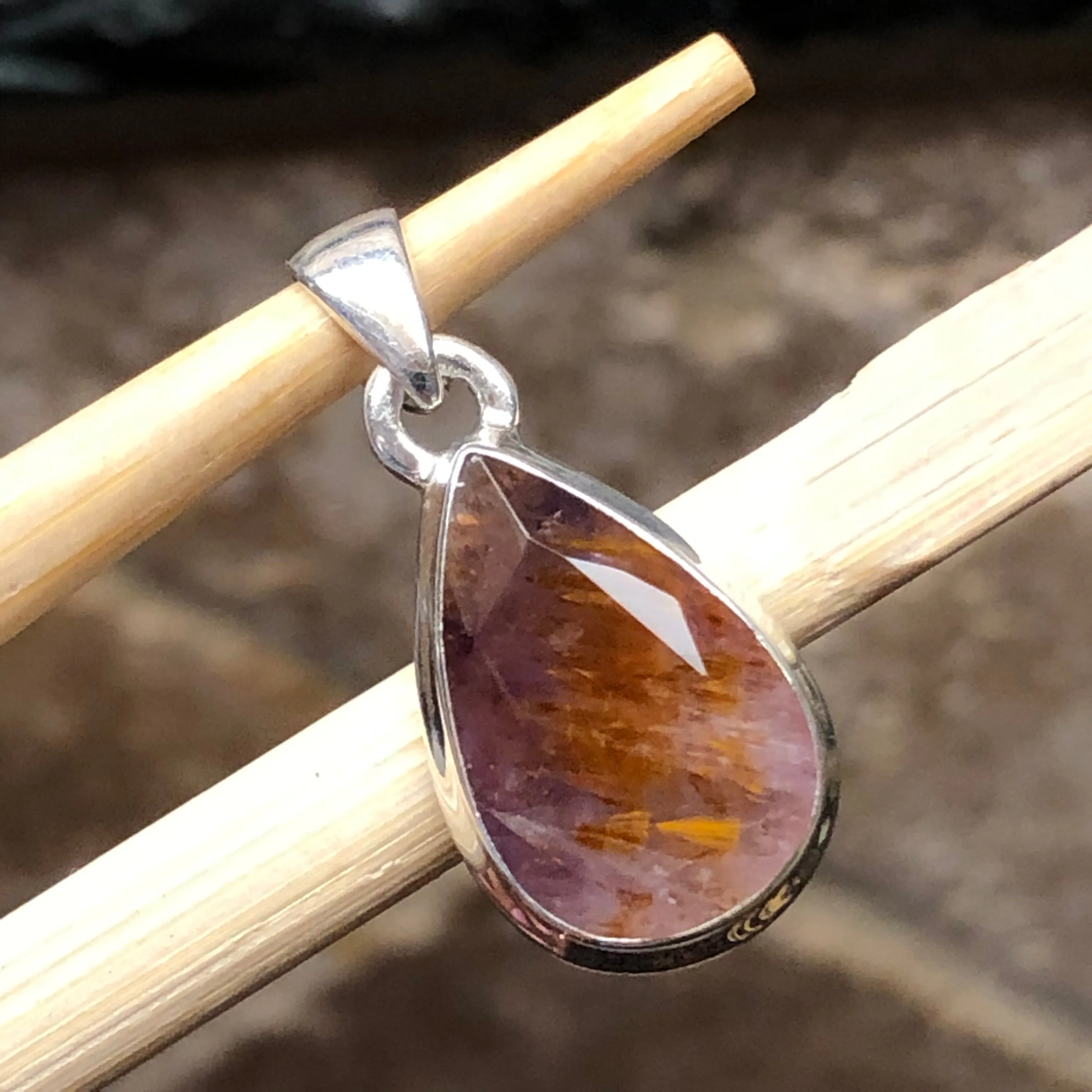 Natural Cacoxenite 925 Solid Sterling Silver Pendant 25mm