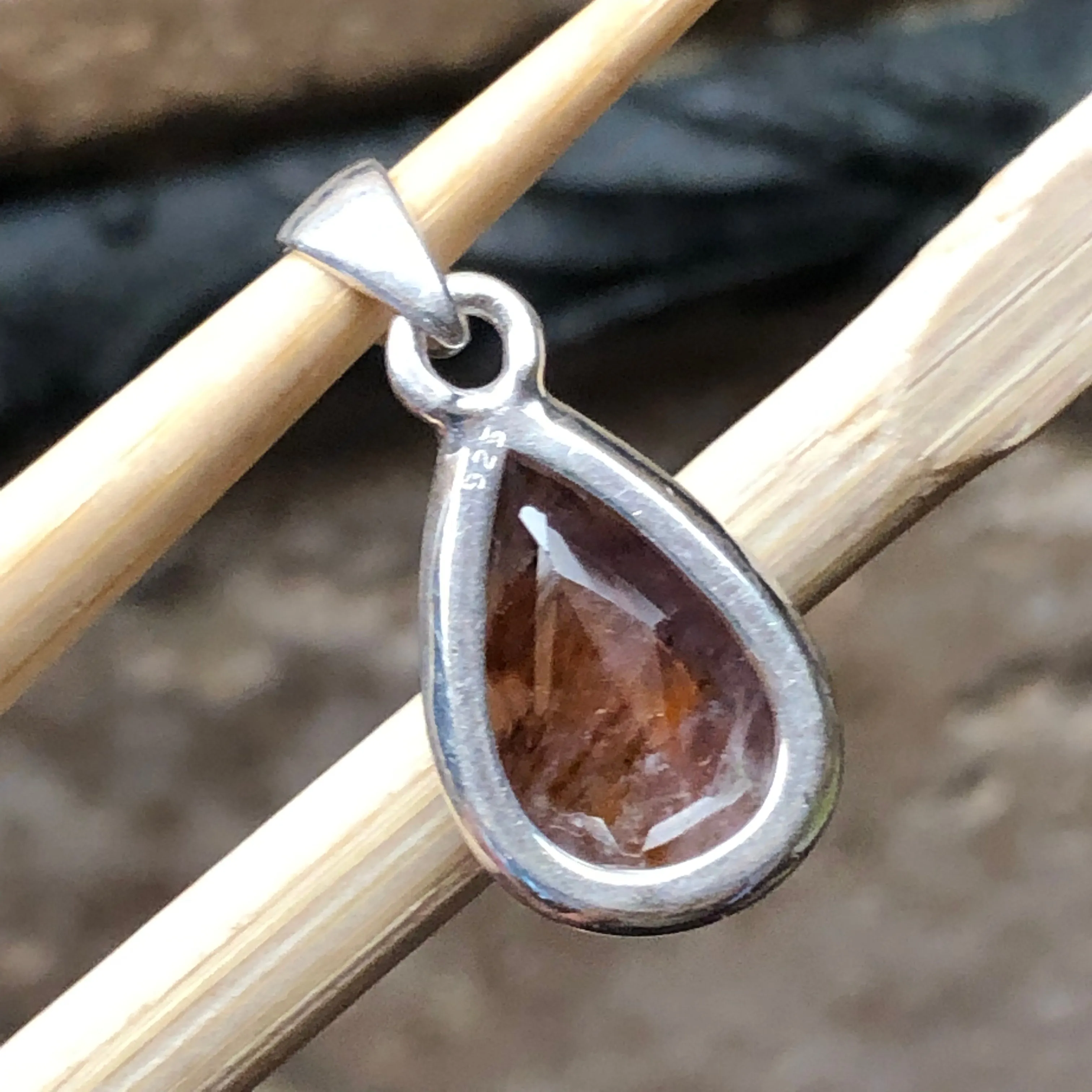 Natural Cacoxenite 925 Solid Sterling Silver Pendant 25mm
