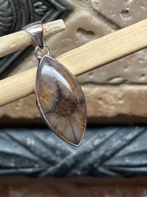 Natural Chiastolite 925 Solid Sterling Silver Pendant 30mm