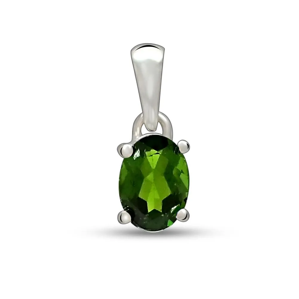 Natural Chrome Diopside 925 Sterling Silver Pendant 15mm