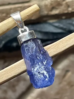 Natural Cluster Tanzanite 925 Solid Sterling Silver Pendant 35mm