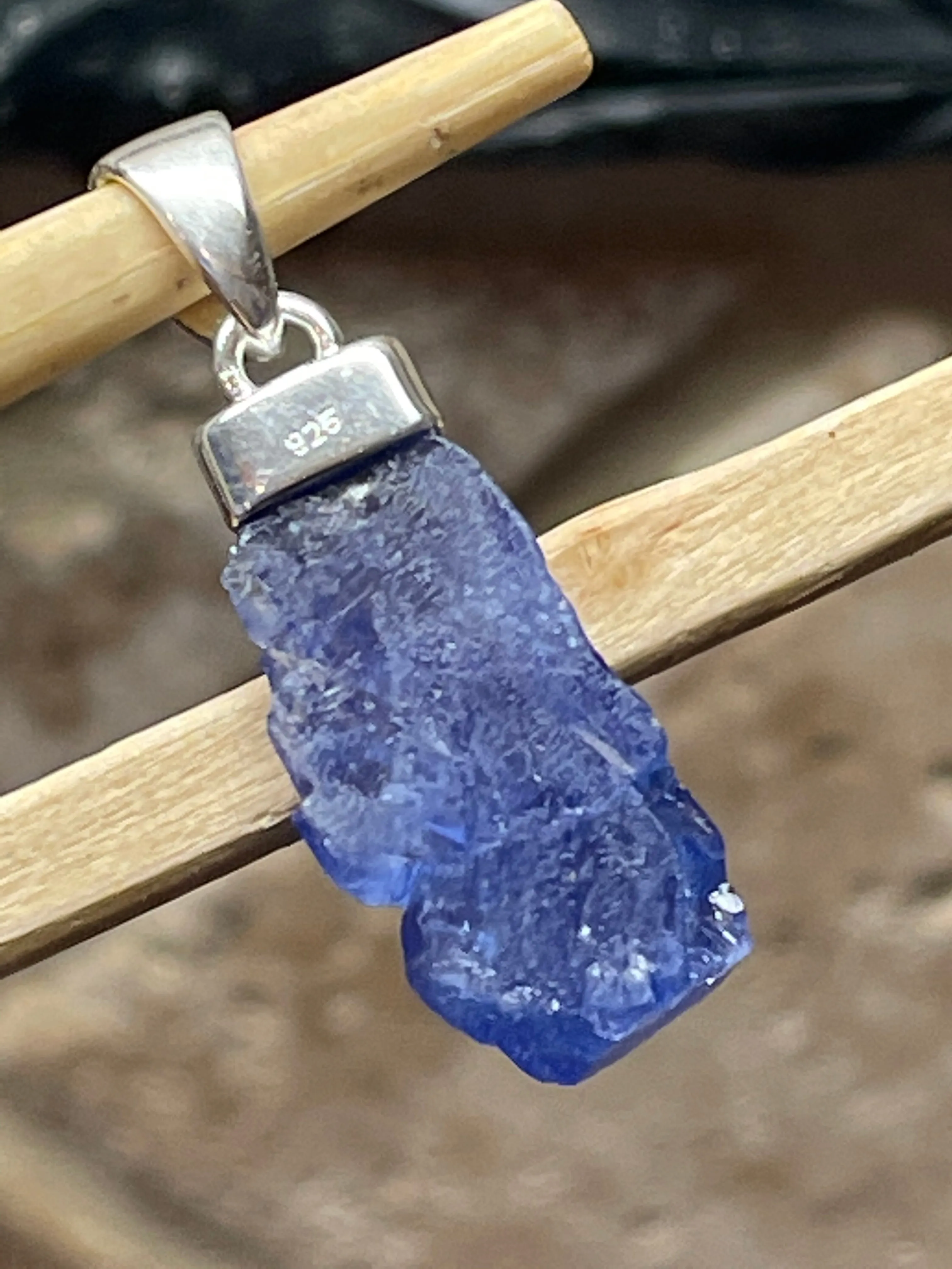 Natural Cluster Tanzanite 925 Solid Sterling Silver Pendant 35mm