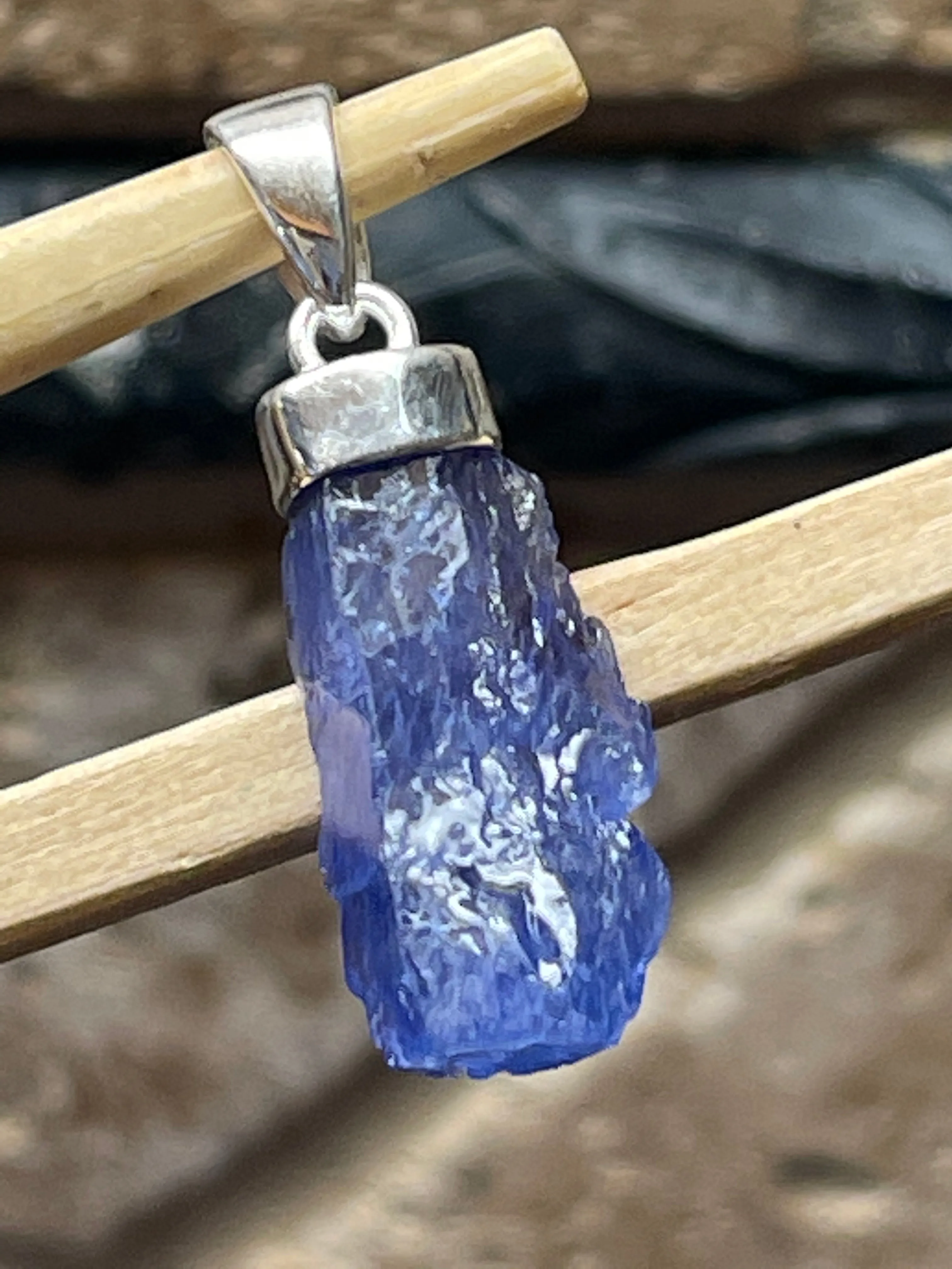Natural Cluster Tanzanite 925 Solid Sterling Silver Pendant 35mm