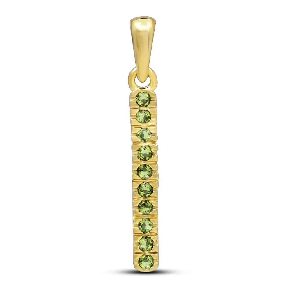 Natural Czech Moldavite 18k Vermeil Gold Silver Pendant 25mm