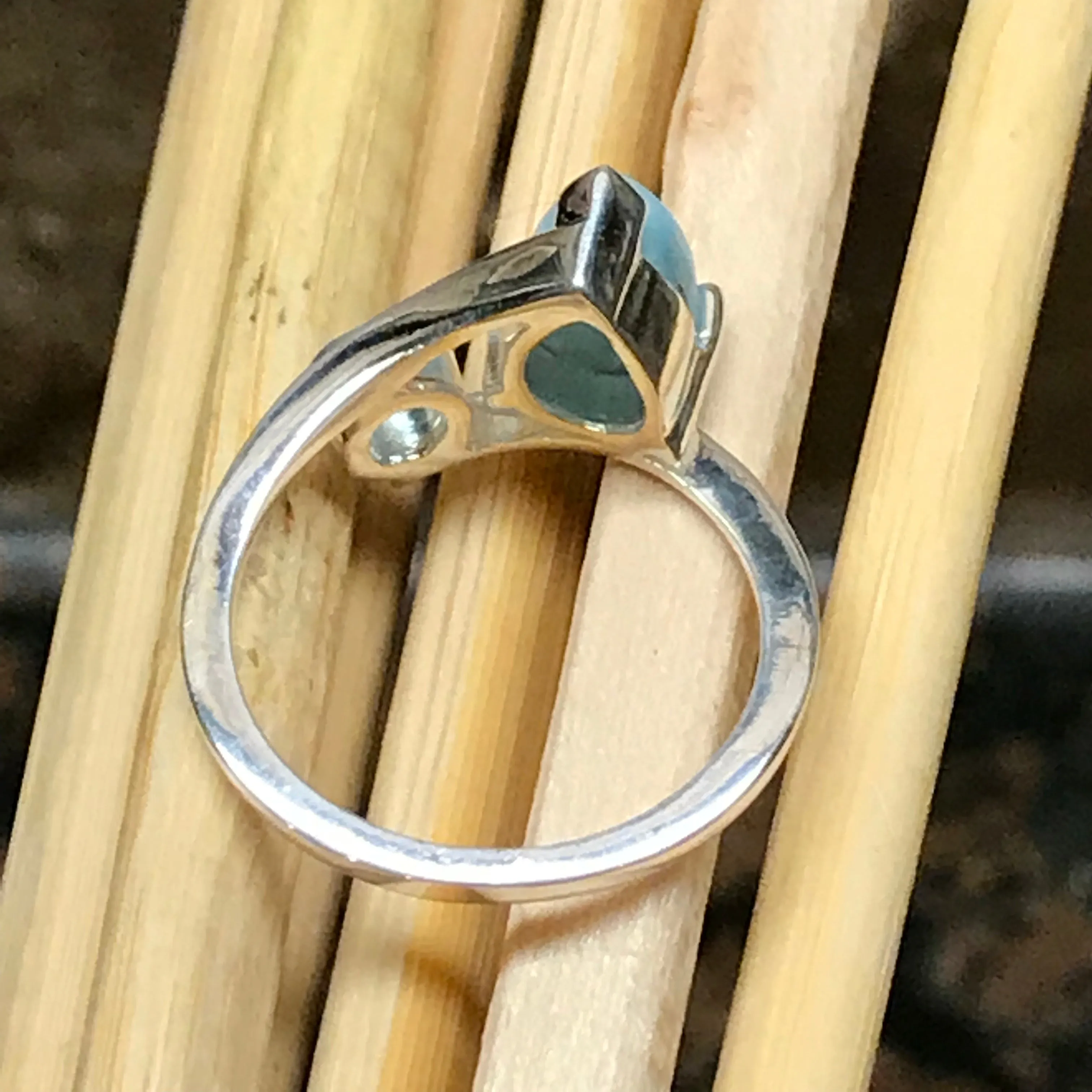 Natural Dominican Larimar 925 Solid Sterling Silver Ring Size 6, 7, 8, 9