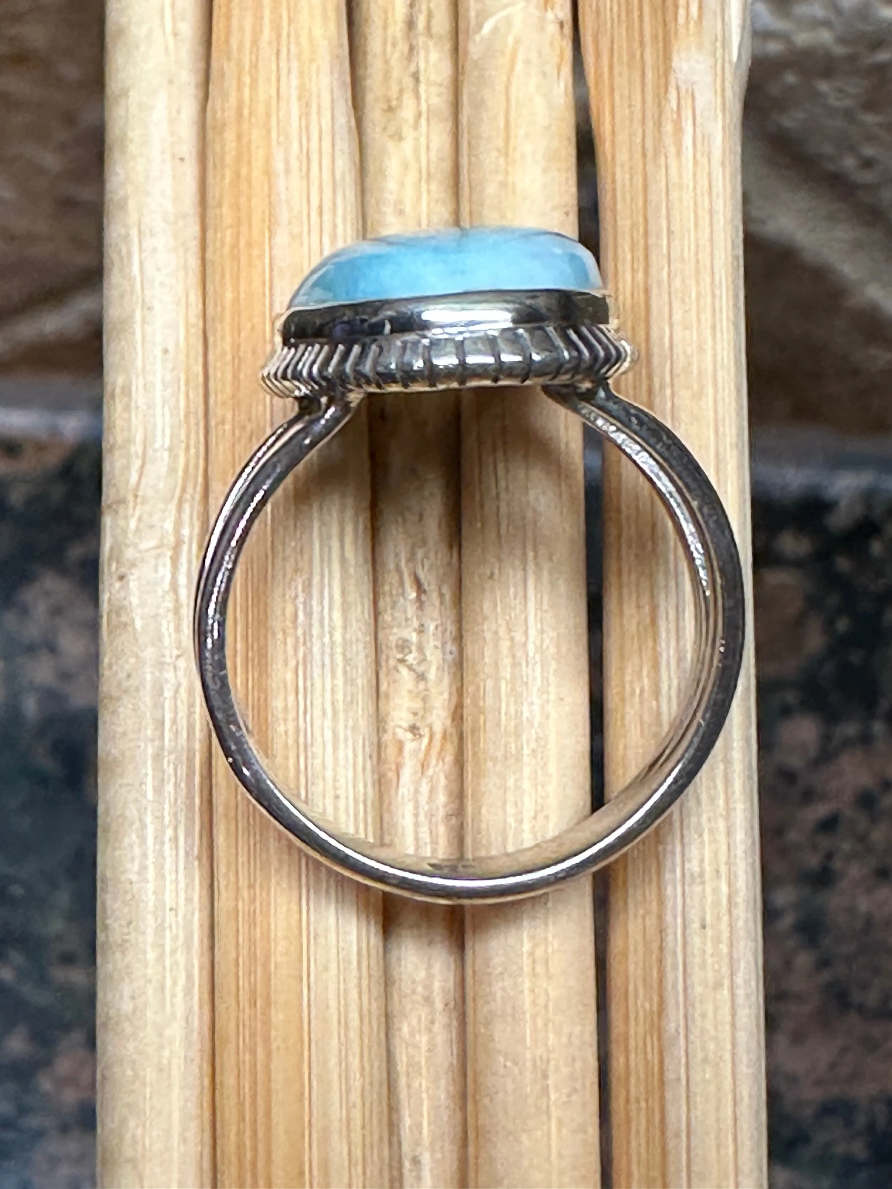 Natural Dominican Larimar 925 Sterling Silver Ring Size 7.75